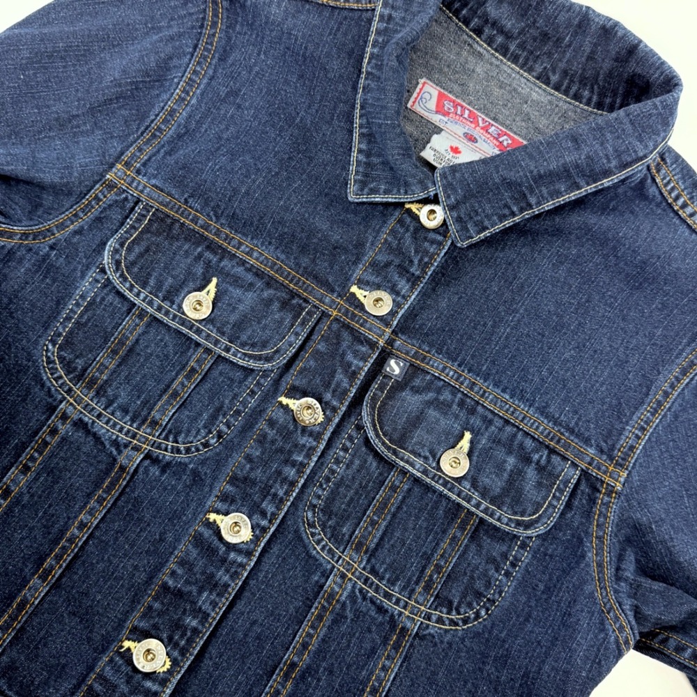 Silver Jeans Co Denim Jacket Womens M Blue Excellent Dark Wash Trucker